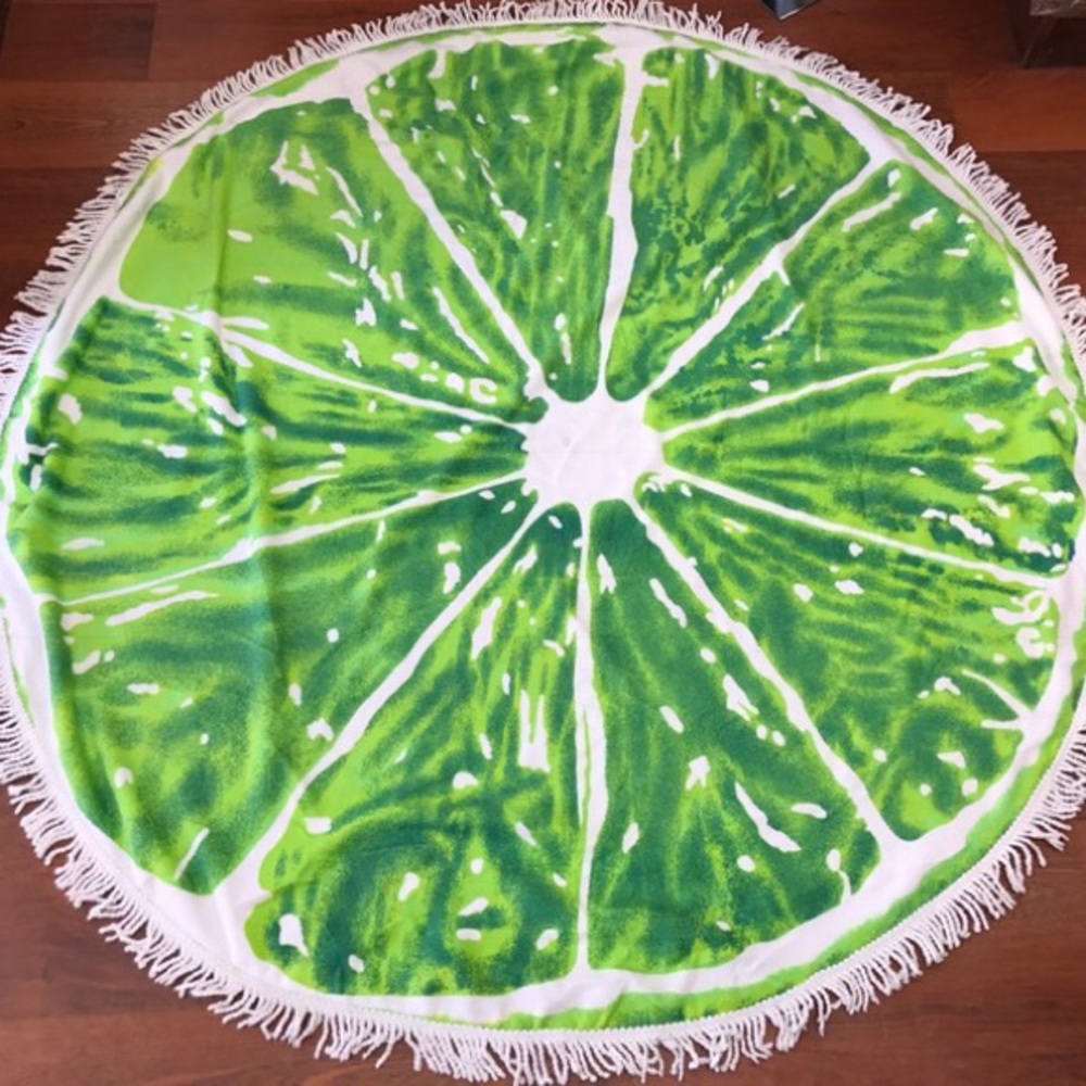 Lime Round Beach Towel